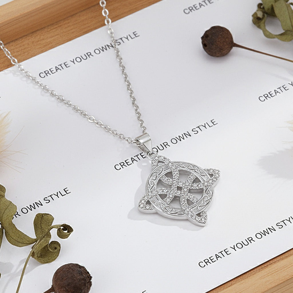 S925 Silver Micro-Pavé Witches Knot Protection Amulet Necklace