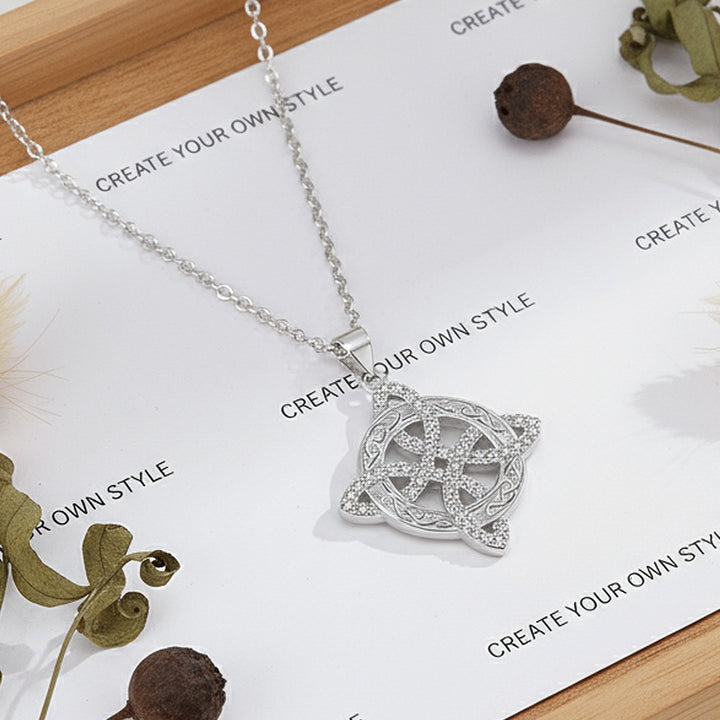 S925 Silver Micro-Pavé Witches Knot Protection Amulet Necklace