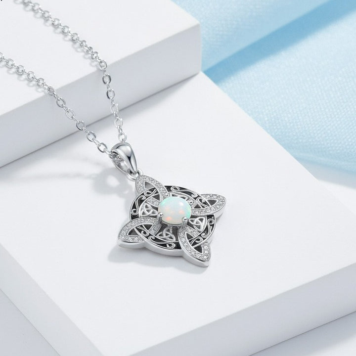 Celtic Witch's Knot Opal Guardian Necklace