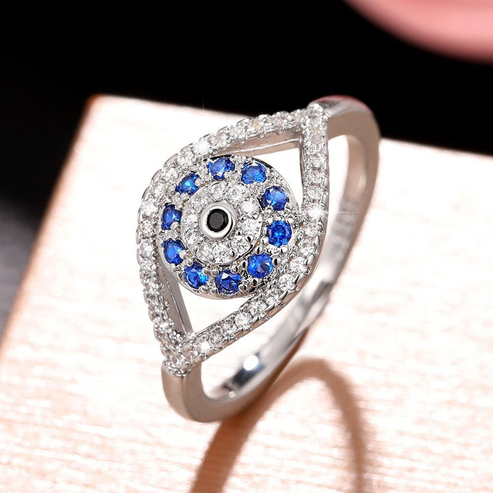 Guardian Gaze Micro-Pavé Evil Eye Adjustable Ring