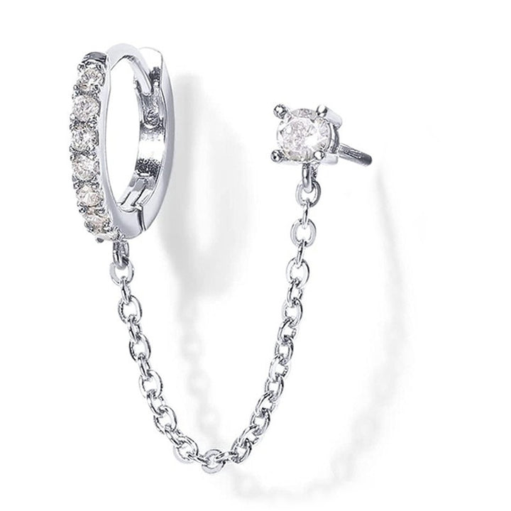 Dainty CZ Chain Drop Earrings