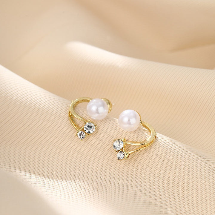 14K Gold-Plated Asymmetrical Pearl Crystal C-Hoop Earrings