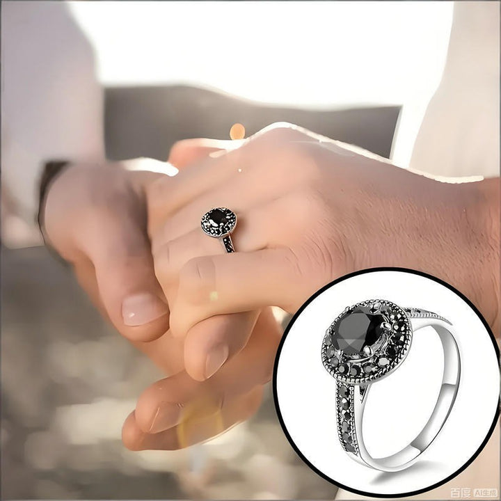 Dark Guardian Celtic Knot Black Obsidian Energy Talisman Ring