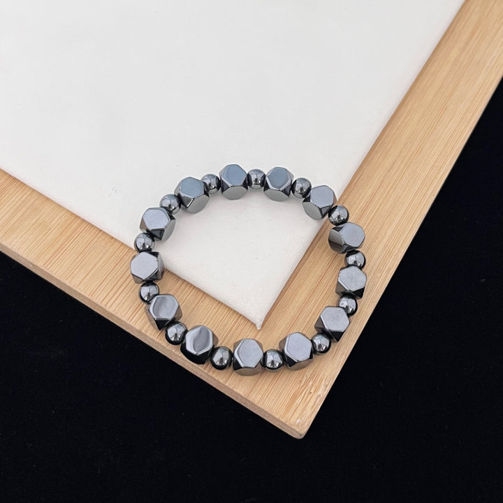Shield of Energy Natural Hematite Geometric Cut Protective Bracelet