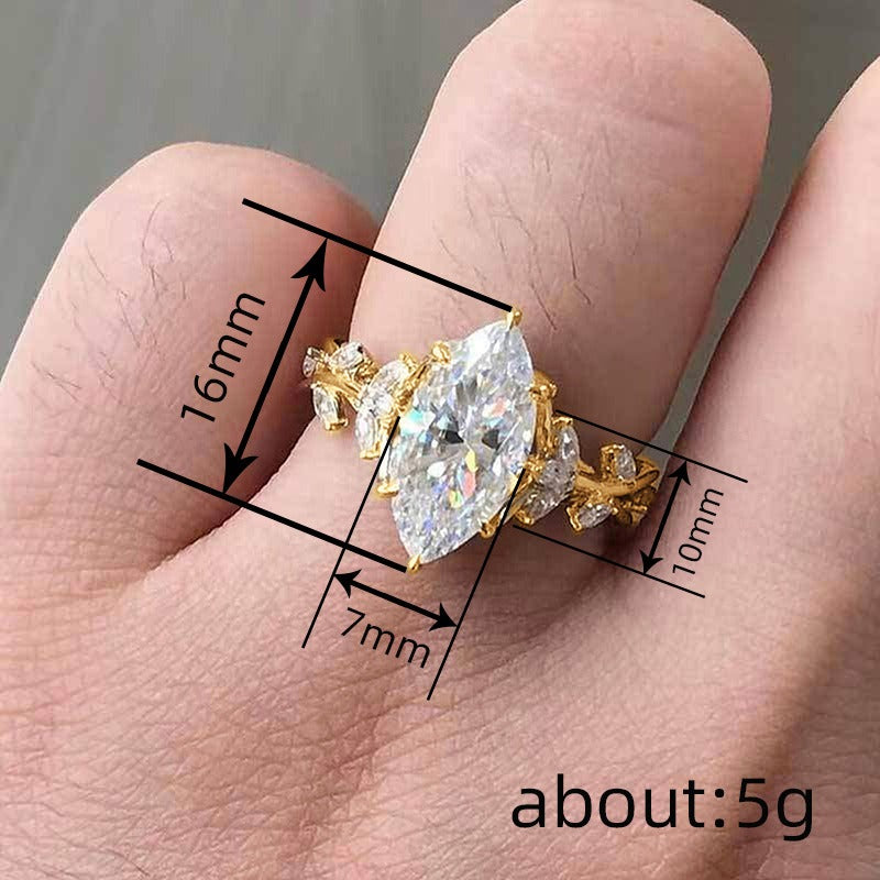 Blossoming Vine 18K Gold Oval Gemstone Vine & Flower Ring