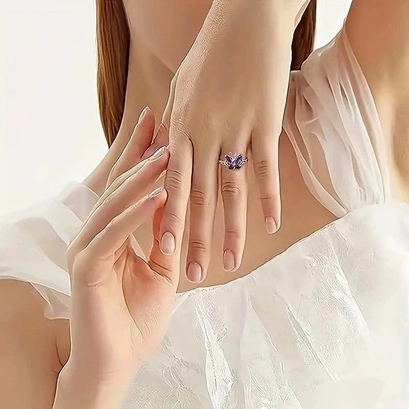 Celtic Butterfly Dance S925 Sterling Silver Gemstone Butterfly Ring