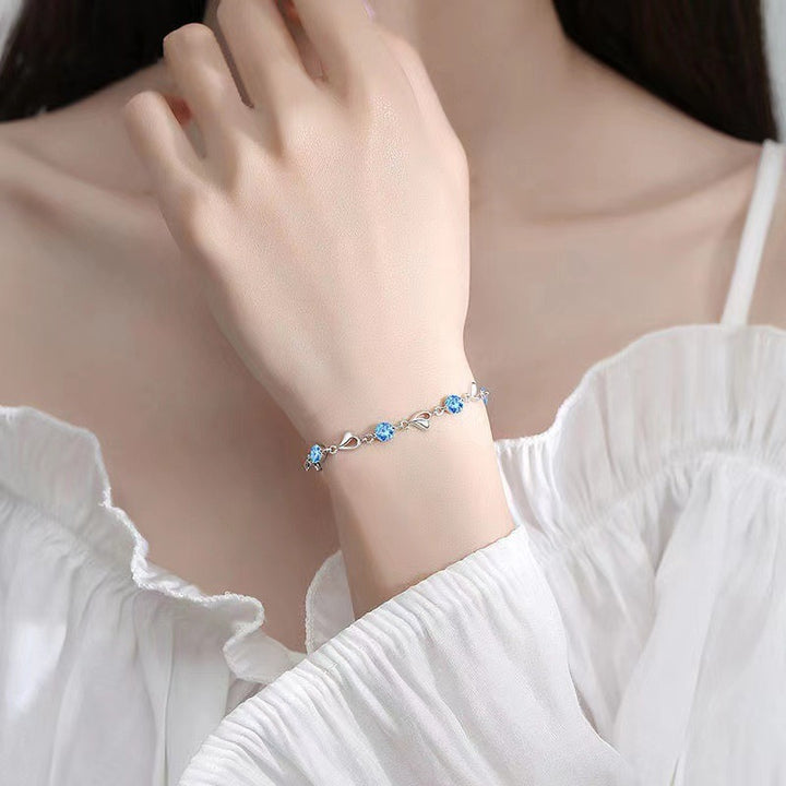 Heart Rhythm Gemstone S925 Sterling Silver Heart Gem Bracelet