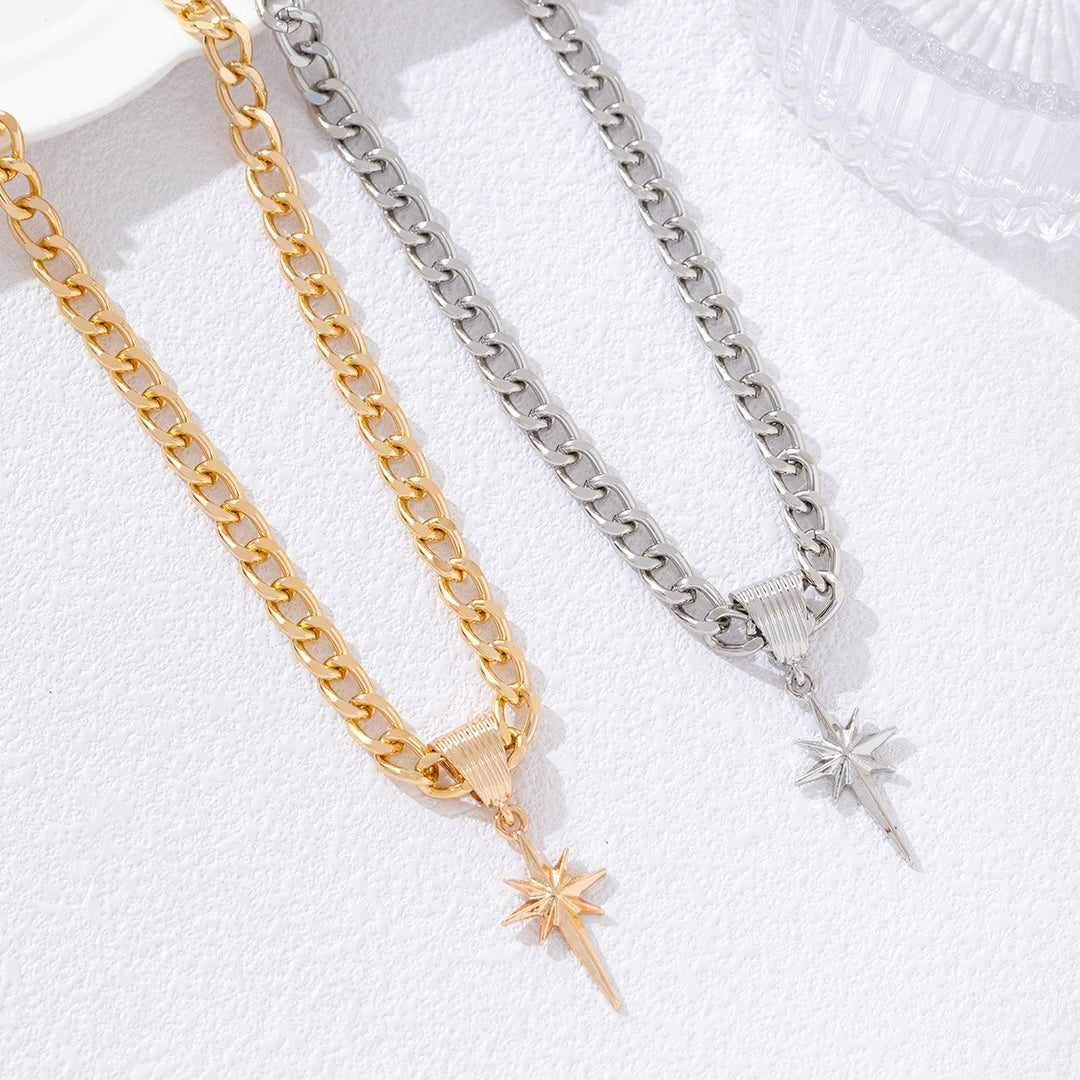 Starlight Guidance Two-Tone Cuban Link Starburst Necklace