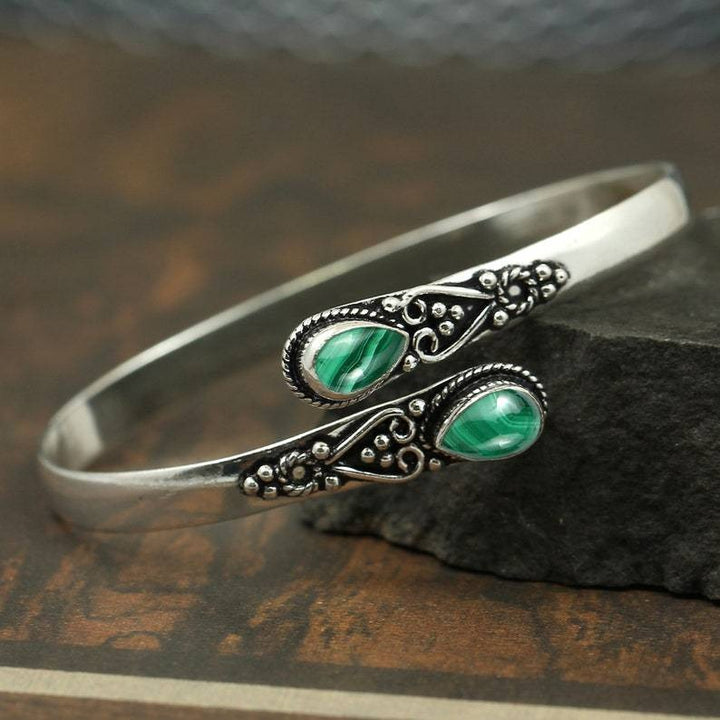 Guardian's Grace Sterling Silver Vintage Multi-Gemstone Open Cuff Bracelet