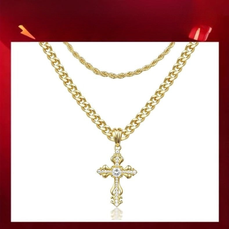 Vow Bold 18K Gold Layered Cross Necklace