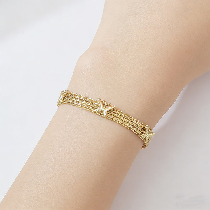Butterfly Glow 18K Gold White Gold Multi-Layer Woven Bracelet