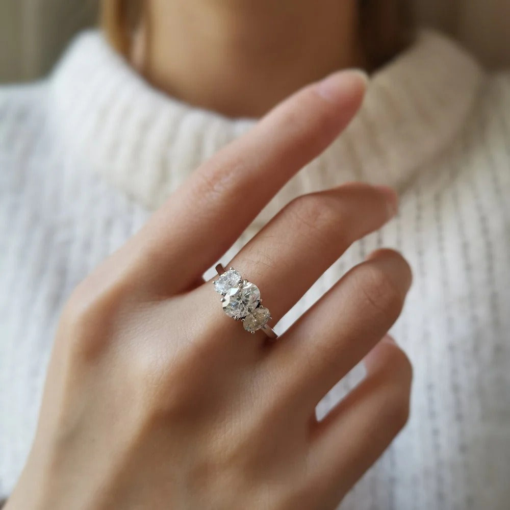 Eternal Vow White Gold Oval Cut Three-Stone Ring