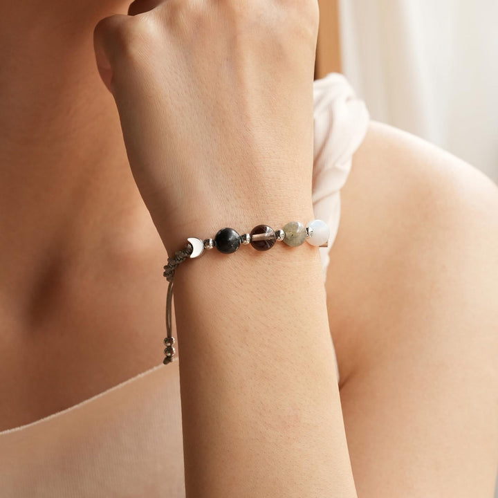 Natural Crystal Moon Phase Handwoven Bracelet