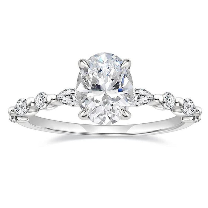 Oval Starlight S925 Sterling Silver Moissanite Engagement Ring