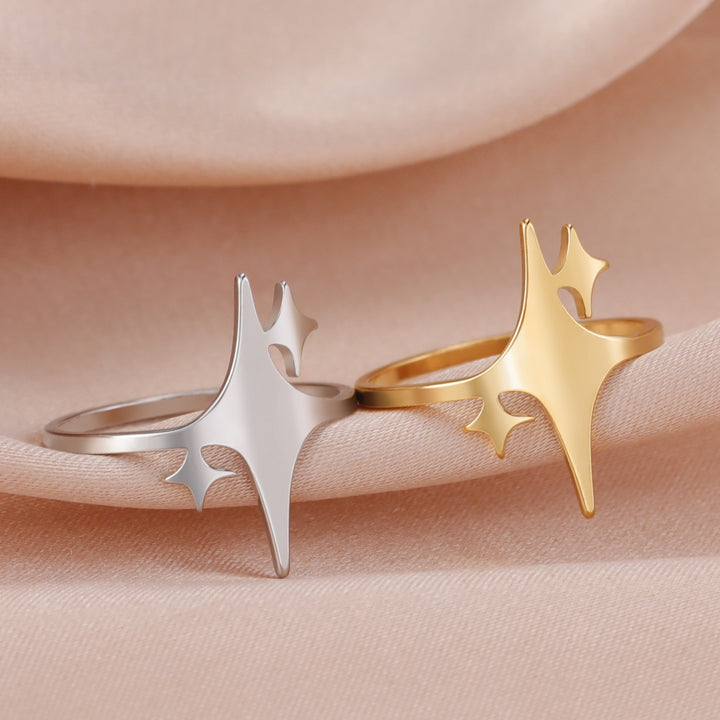 Stellar Path Minimalist Starburst Open Ring