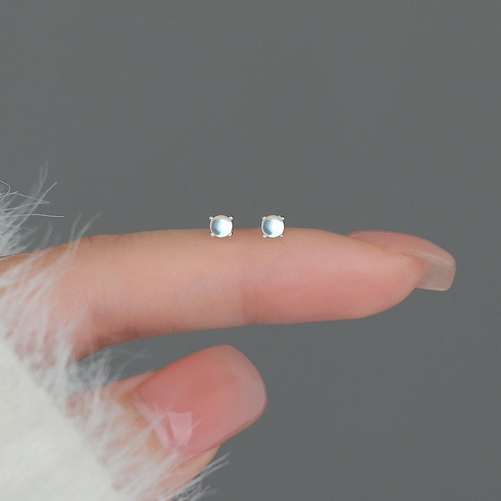 S925 Sterling Silver Moonstone Stud Earrings