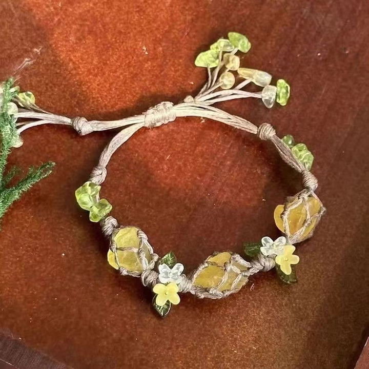 Sunshine Oasis Natural Citrine & Peridot Braided Bracelet
