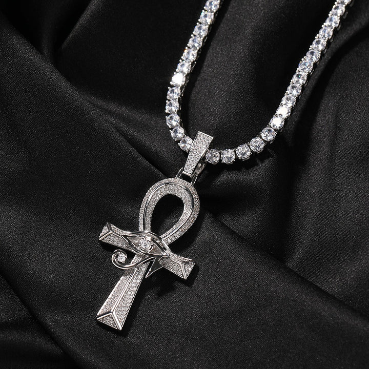 Eye of Life Egyptian Ankh & Eye of Horus Pave Necklace