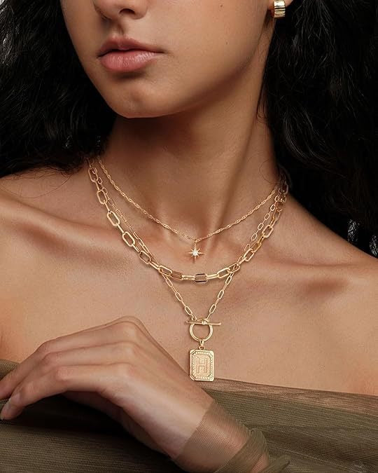 Personalized Initial 14K Gold Vintage Square Tag Letter Necklace
