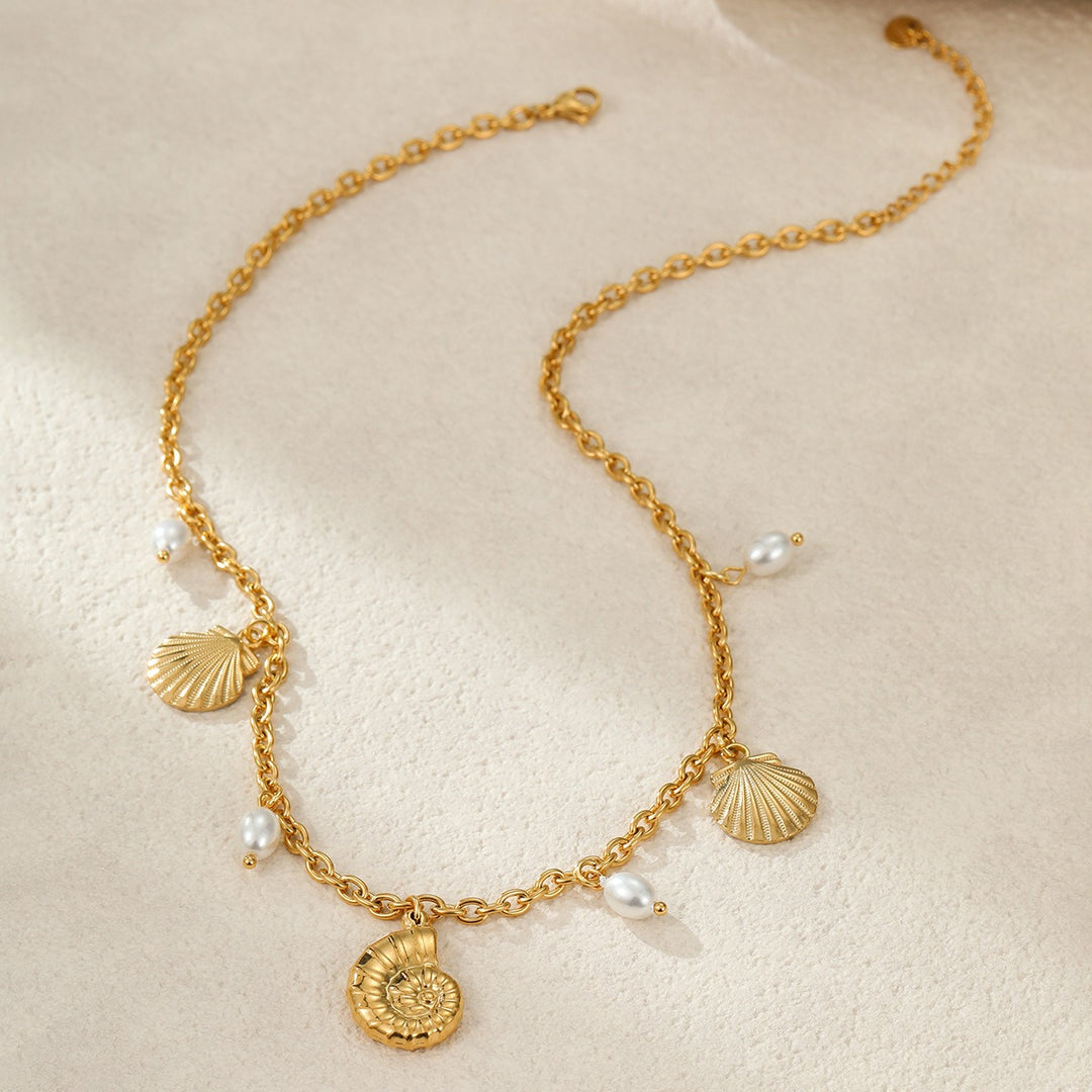 Summer Coastal Dream 18K Gold Ocean-Themed Charm Necklace