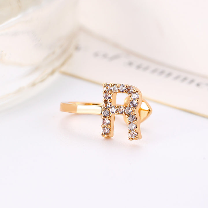 Trendy Minimalist CZ Initial Ear Cuffs / Studs