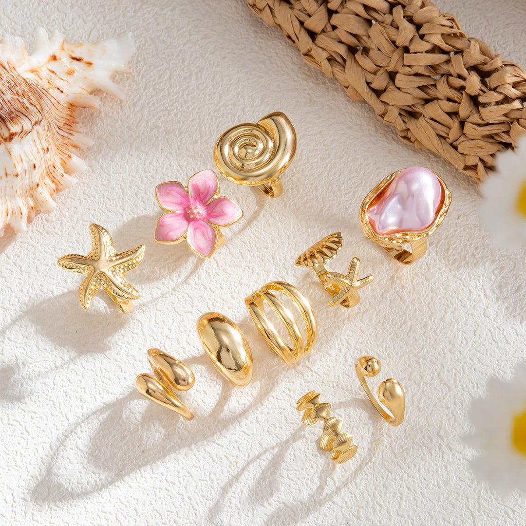 Bohemian Vacation Ring Set Beach Floral Collection