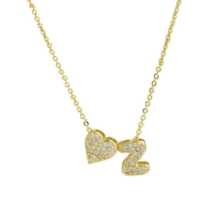 Starlight Heart 26-Letter Pavé Initial Heart Custom Necklace