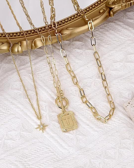 Personalized Initial 14K Gold Vintage Square Tag Letter Necklace