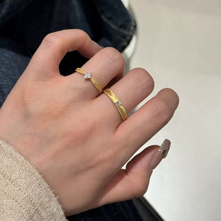 Woven Gold Promise Couple Rings