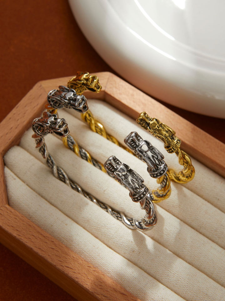 Dragon Guardian Celtic Dragon Head Vintage Braided Bangle