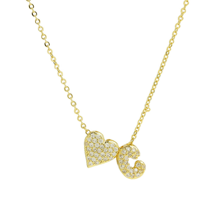 Starlight Heart 26-Letter Pavé Initial Heart Custom Necklace
