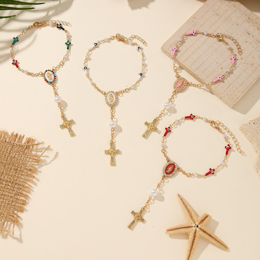 Vintage Faith & Pearl Beaded Bracelet