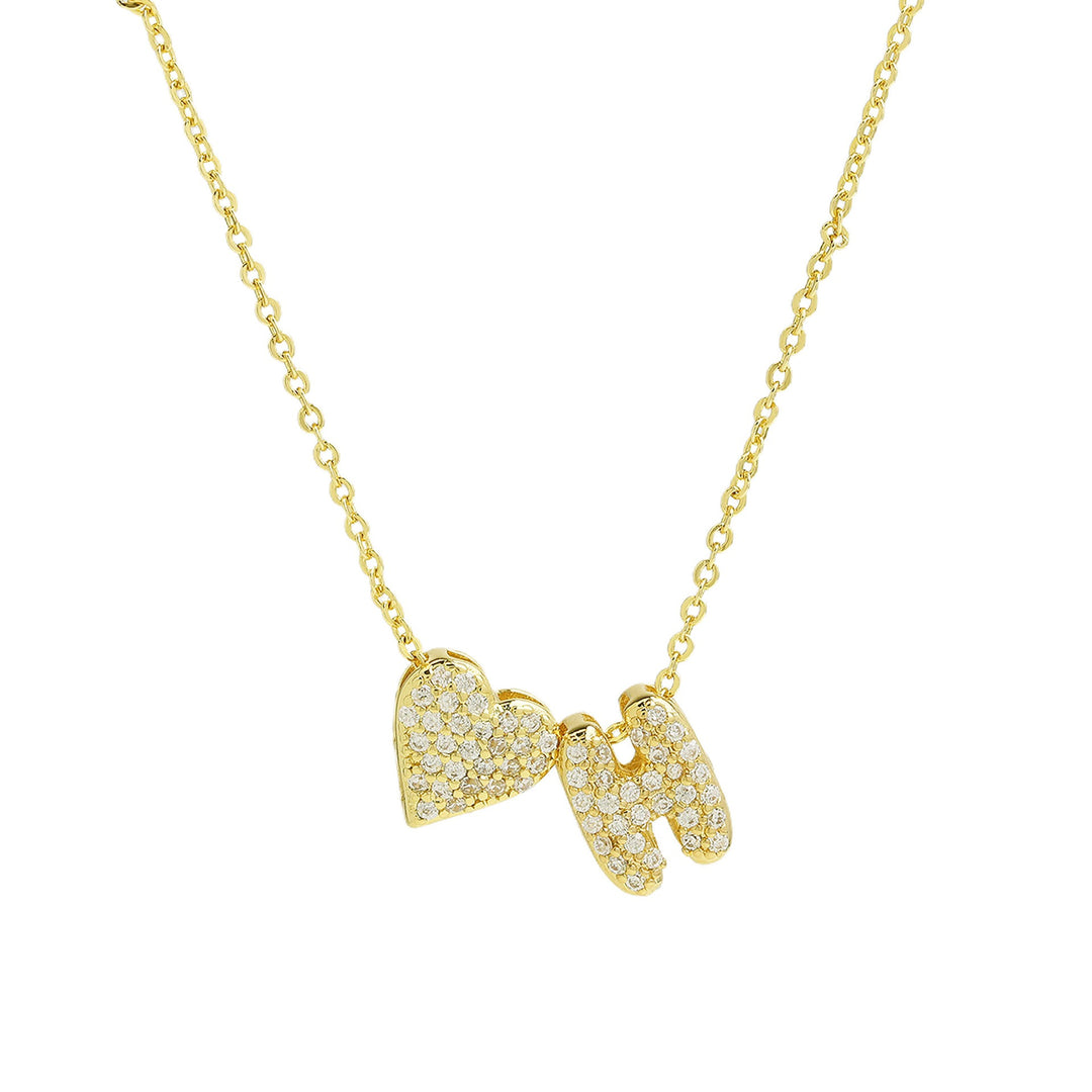 Starlight Heart 26-Letter Pavé Initial Heart Custom Necklace