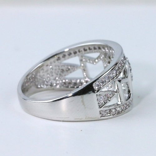 Beloved MOM Pave Heart Cutout Mom Ring