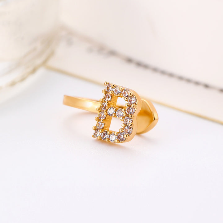 Trendy Minimalist CZ Initial Ear Cuffs / Studs