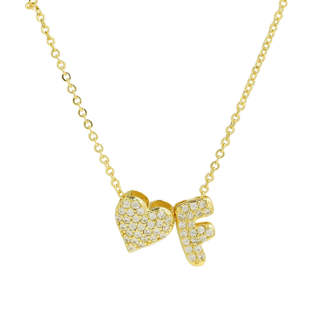 Starlight Heart 26-Letter Pavé Initial Heart Custom Necklace