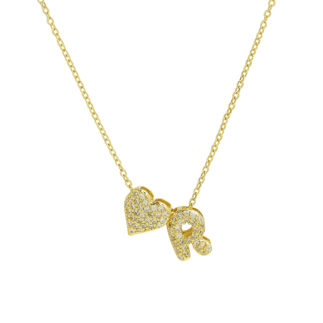 Starlight Heart 26-Letter Pavé Initial Heart Custom Necklace