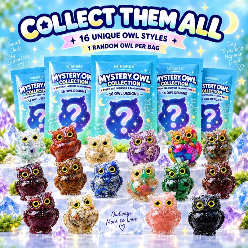 Mystery Crystal Owl Blind Box Natural Gemstone Chip Resin Figure