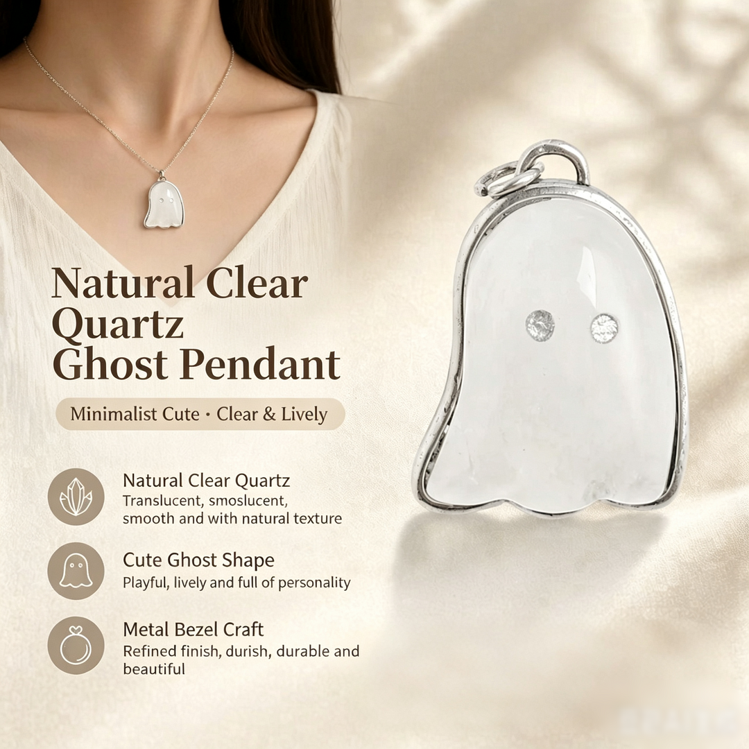Adorable Ghost · Natural Crystal Ghost Pendant Necklace