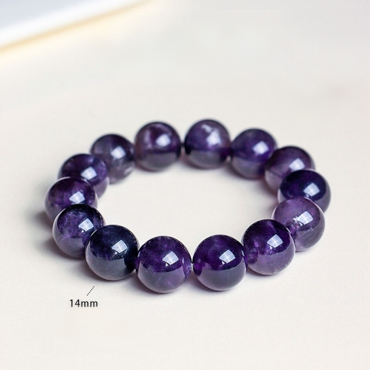 Natural Uruguay Amethyst Round Bead Bracelet