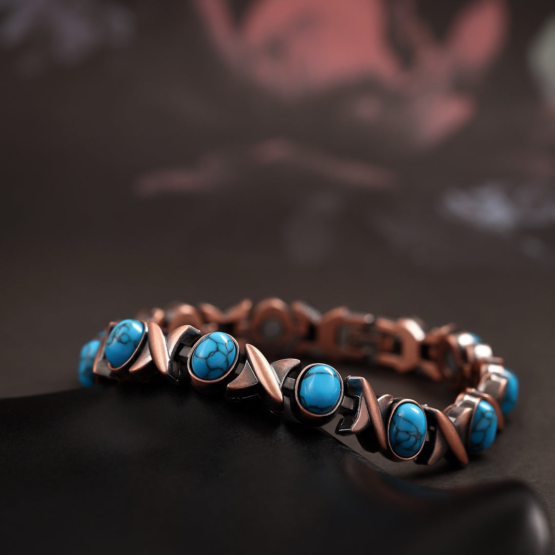 100% Pure Copper Magnetic Bracelet with Natural Turquoise