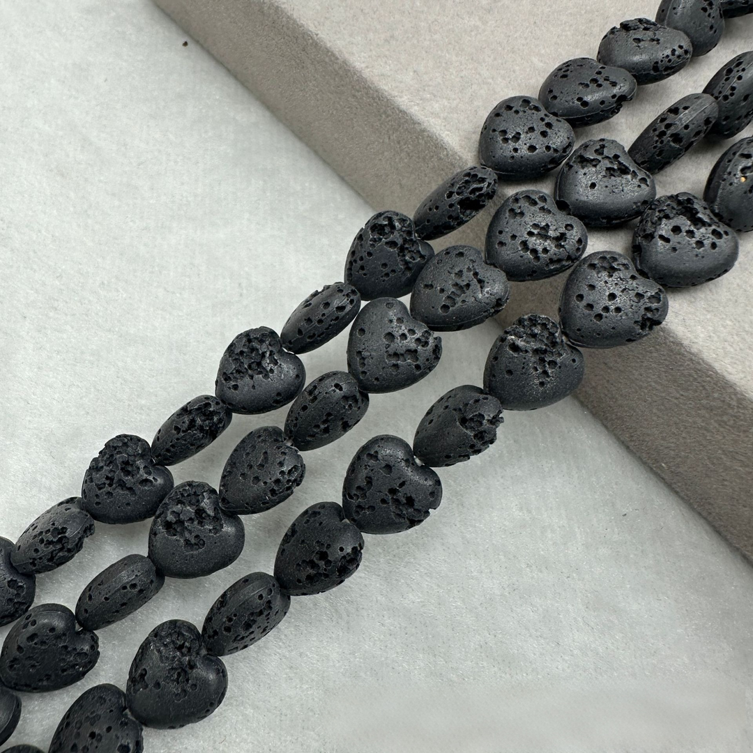 Heart-Shaped Natural Lava Stone Beads