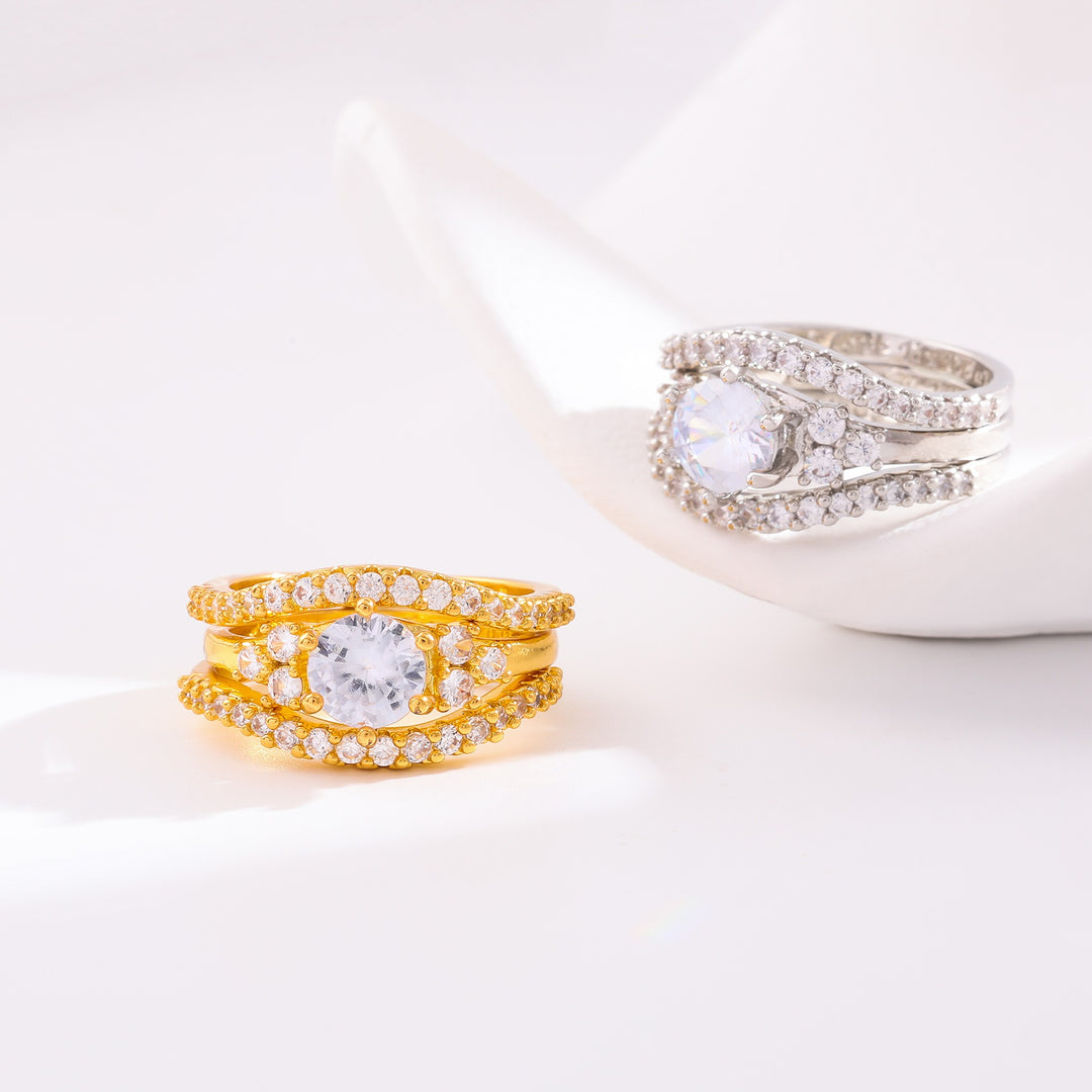 Vows of Love · Triple-Layer Interlocking Stackable Ring Set