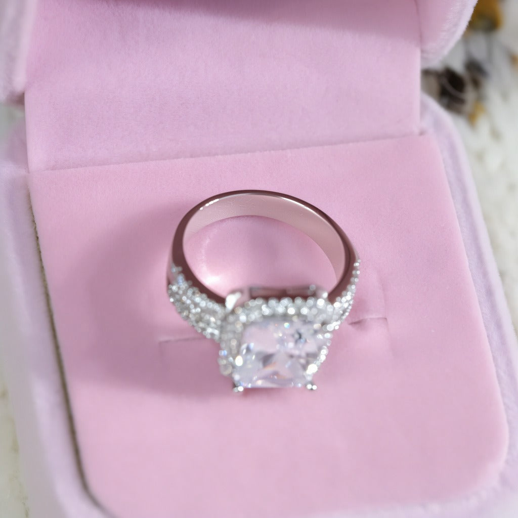 18K Gold Plated Cushion Cut Halo Ring