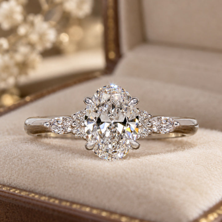 S925 Sterling Silver Classic Oval Cut Ring Vintage Elegant CZ Engagement Ring