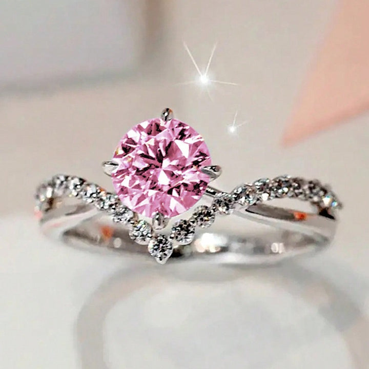 Aurora Stardust · S925 Sterling Silver Twisted Band Pavé Solitaire Ring