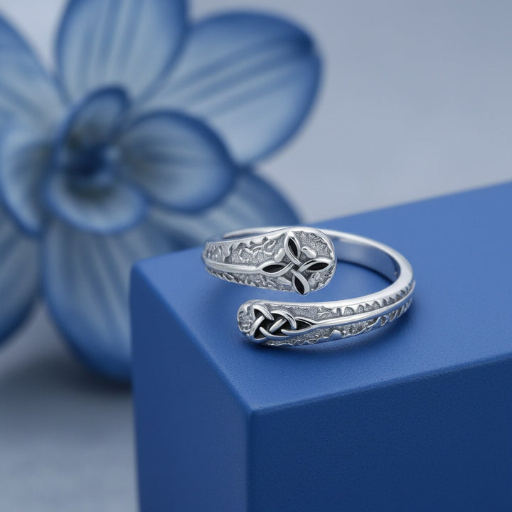 S925 Sterling Silver Celtic Knot Open Ring