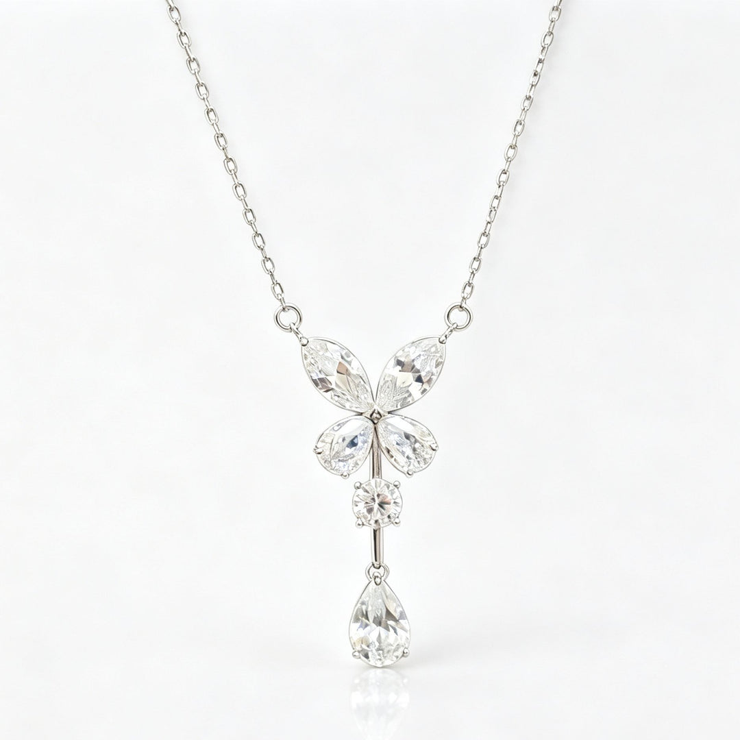 S925 Sterling Silver Teardrop Bow Y-Necklace