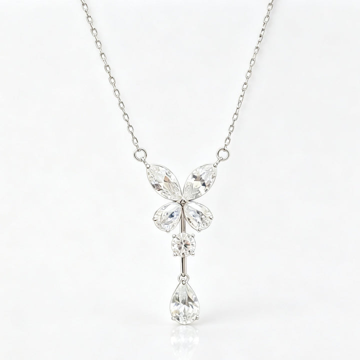 S925 Sterling Silver Teardrop Bow Y-Necklace