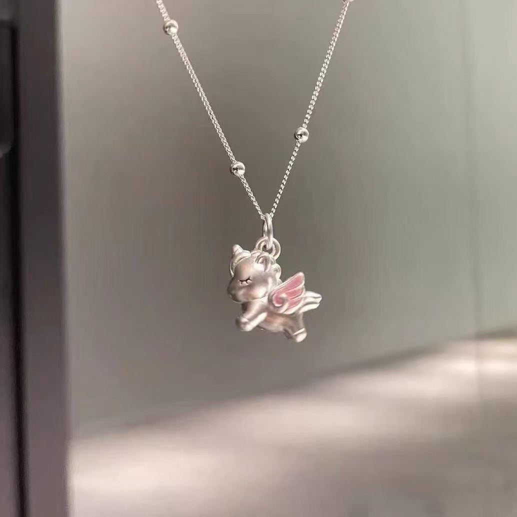 S925 Silver Flying Unicorn Necklace